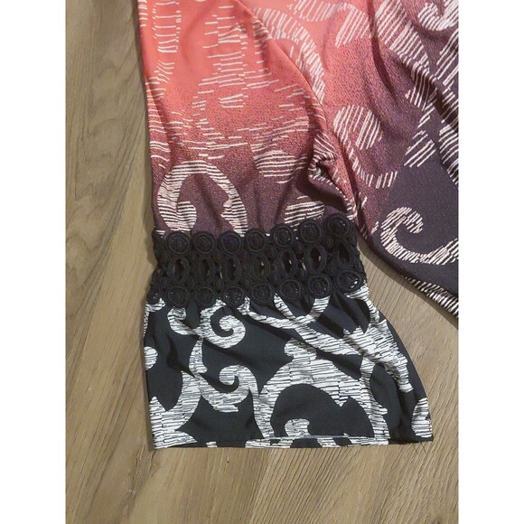 Catherine's Size 14-16 Jersey Knit Stretch 3/4 Sleeve Scroll Print Dress - Picture 4 of 9